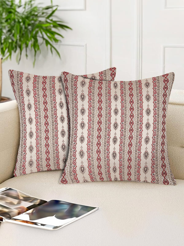 Tesmare Premium Square Jacquard Decorative throw pillow covers, Beige Mehroon