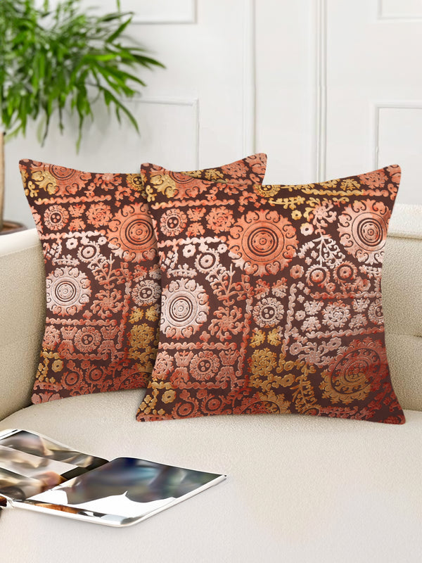 Tesmare Ethnic Elegance Throw Pillow cover, Brown