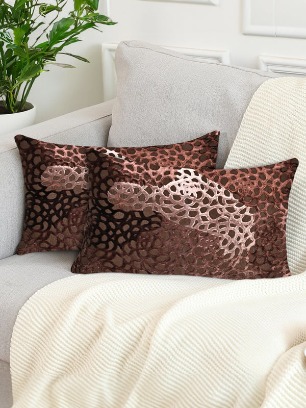 Tesmare Set Of 2 Premium Velvet Rectangular Throw Pillow Covers, Brown, 12x20 Inches
