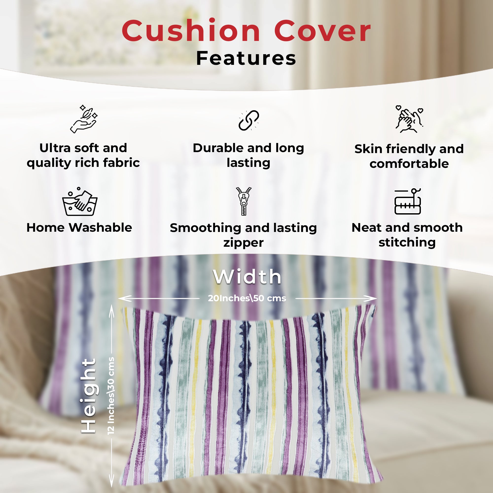 Tesmare Decorative Sofa Throw Pillow Cover for Couch bedroom living room, White/Multi
