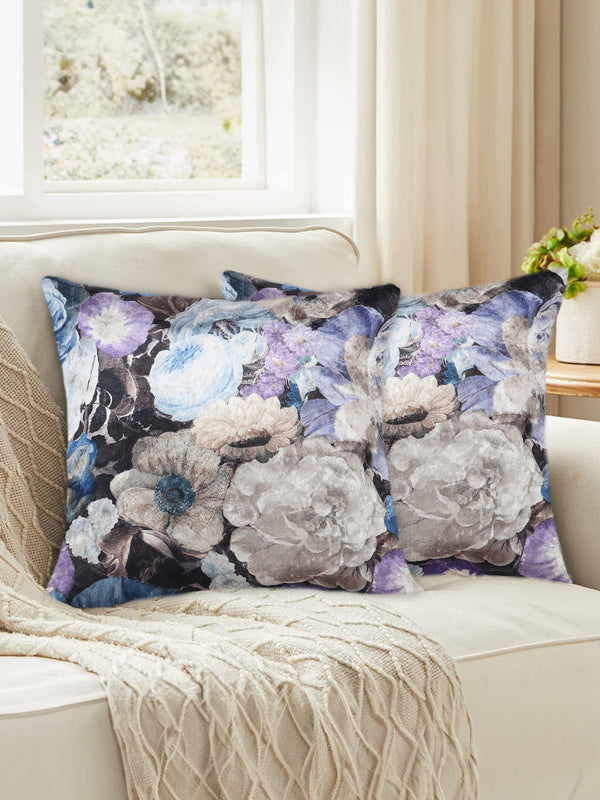 Tesmare Luxury Velvet Cushion Cover For Bedroom Livingroom, Blue/Multicolor