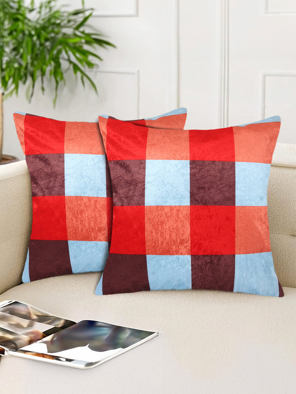 Tesmare Premium Check Print Square Throw Pillow Covers For Couch, Multicolor