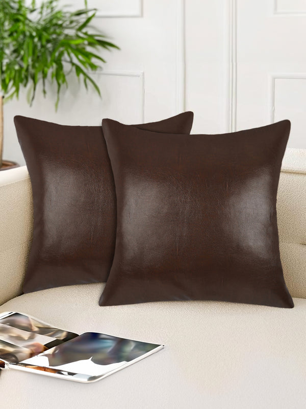 Tesmare Prime Leather Throw Pillow Cover, Dark Brown