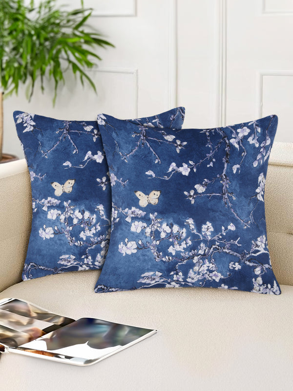 Floral Blue Throw Pillow Covers For Sofa