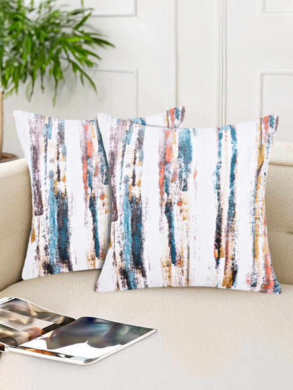 Tesmare Premium Suede Decorative Throw Pillow Covers For Sofa, White & Multicolor