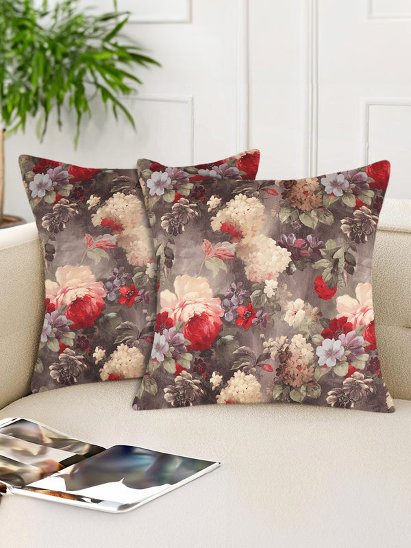 Tesmare Floral Flourish Cushion Cover, Dark Grey