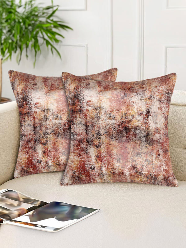 Tesmare Abstract Print Velvet Decorative Throw Pillow Covers, Brown