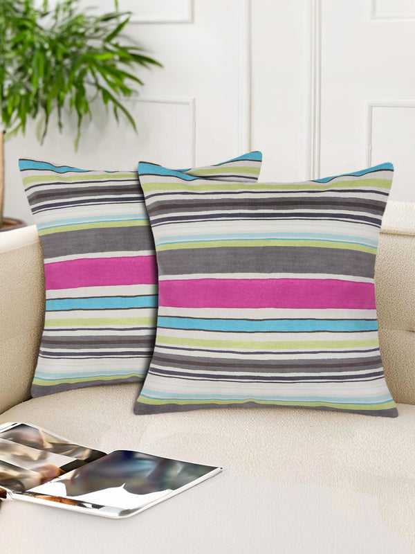 Tesmare Stripe Velvet Decorative Throw Pillow Covers For Chair, Multicolor