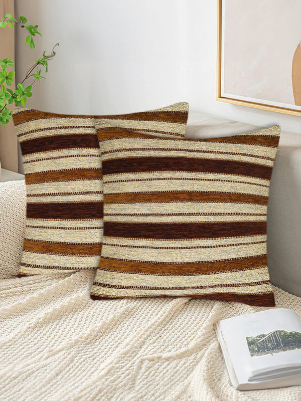 Tesmare Jaquard Brown Velvet Cushion Covers 24 x 24 Inch ,Brown, 2 Pieces Tesmare