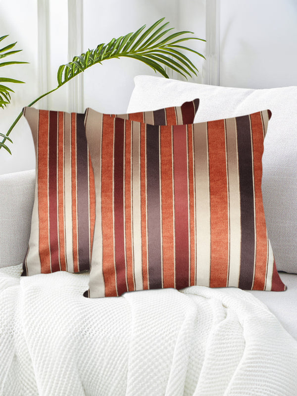 Tesmare Boho Striped Velvet Throw Pillow Cover Multicolor