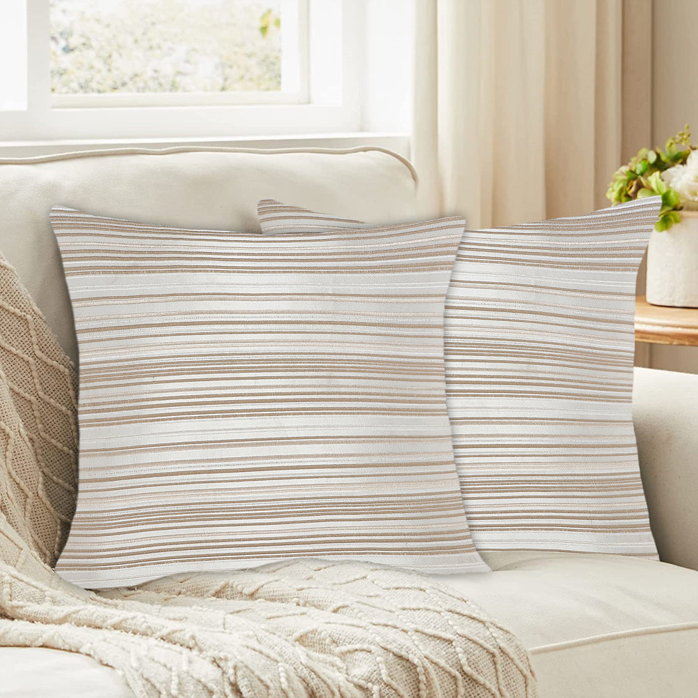 Tesmare Striped Jaquard Multicolor faux silk Cushion Cover, 24 x 24 Inch,Pack of 2