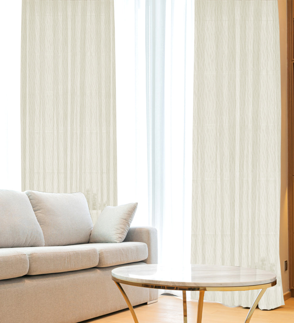 Tesmare Beige Sheer Door Grommet Top Curtains for Living Room, 7ft,1 Panel