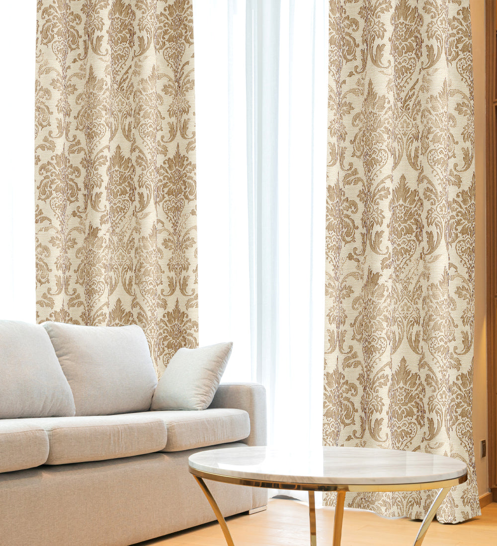 Tesmare Beige Curtains self design Jaquard Blackout Curtains, 1 Panels