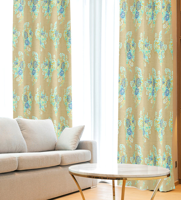 Tesmare Light Blocking Gold Curtains Jaquard for Living Room1 Panels, 9ft