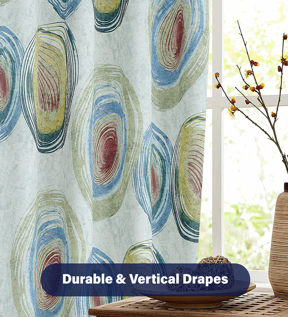 Tesmare Geometrical Blackout Room Darkening velvet Curtain, Off white, 1Panels, 7ft