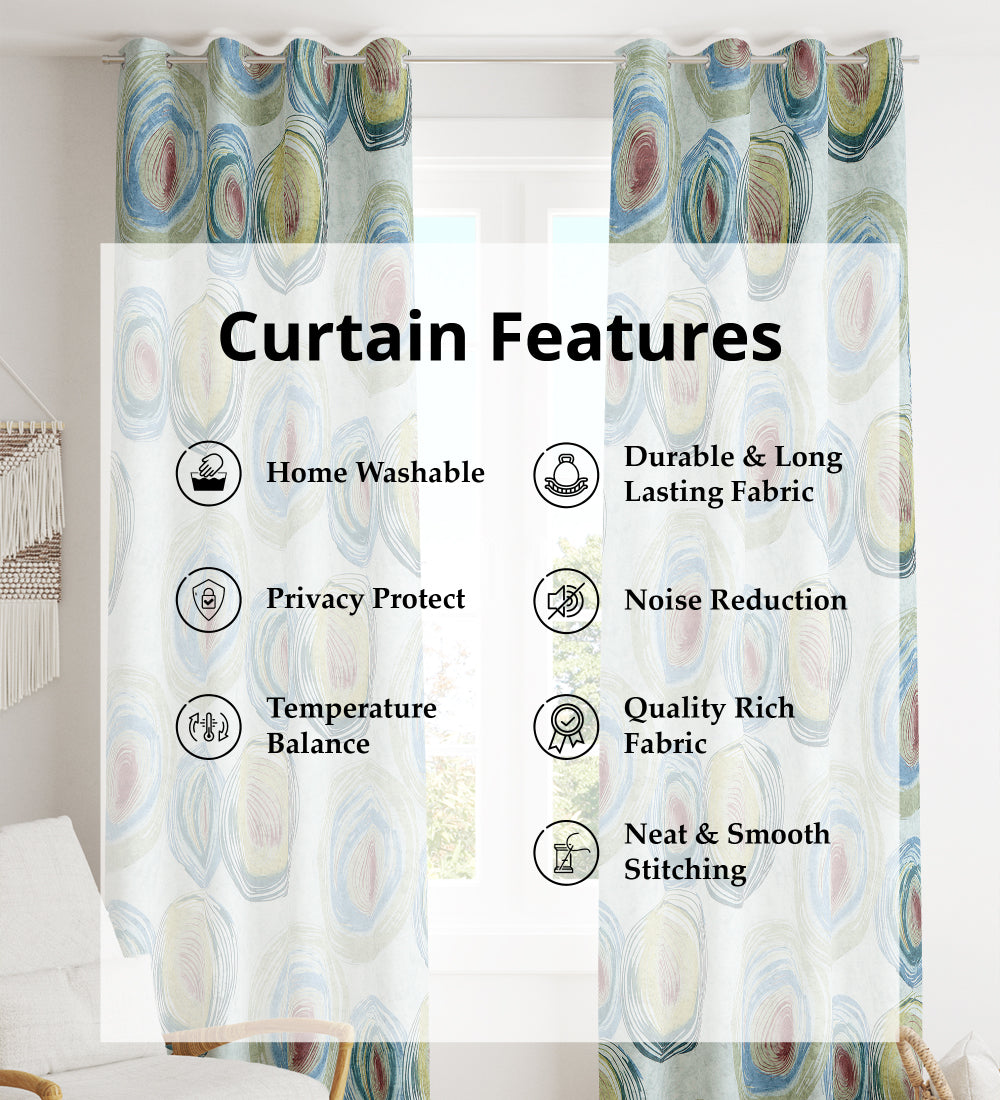 Tesmare Geometrical Blackout Room Darkening velvet Curtain, Off white, 1Panels, 7ft