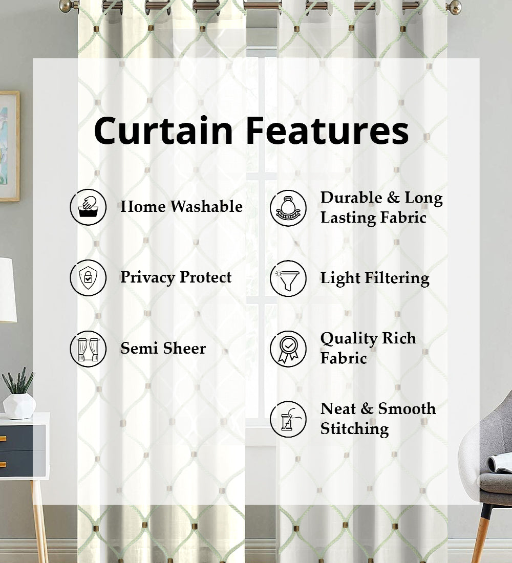 Tesmare Off White Light Filtering Embroidered Curtains for Livingroom,1Panel