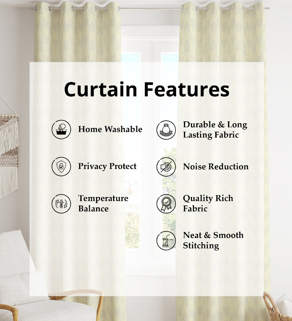 Tesmare Blackout Cream Curtains self design Jaquard Curtain 1 Panels