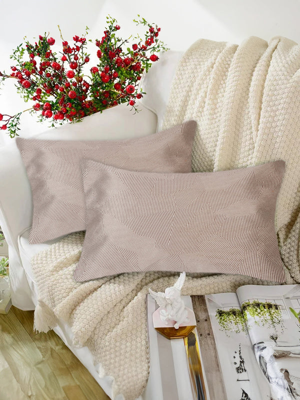 Tesmare Soft Velvet HD Geometric Print Cushion Cover, Beige Tesmare