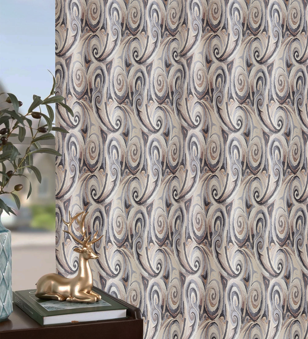 Tesmare Paisley Pattern Beige Cotton Blend Curtains for Living Room, 9ft,1Pc