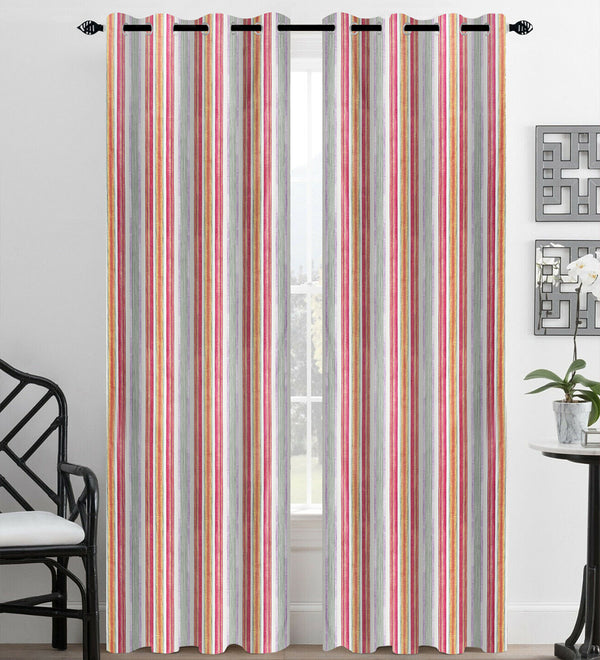 Tesmare Striped Pattern Multicolor Satin Printed door Curtains for Bedroom, 1Pc