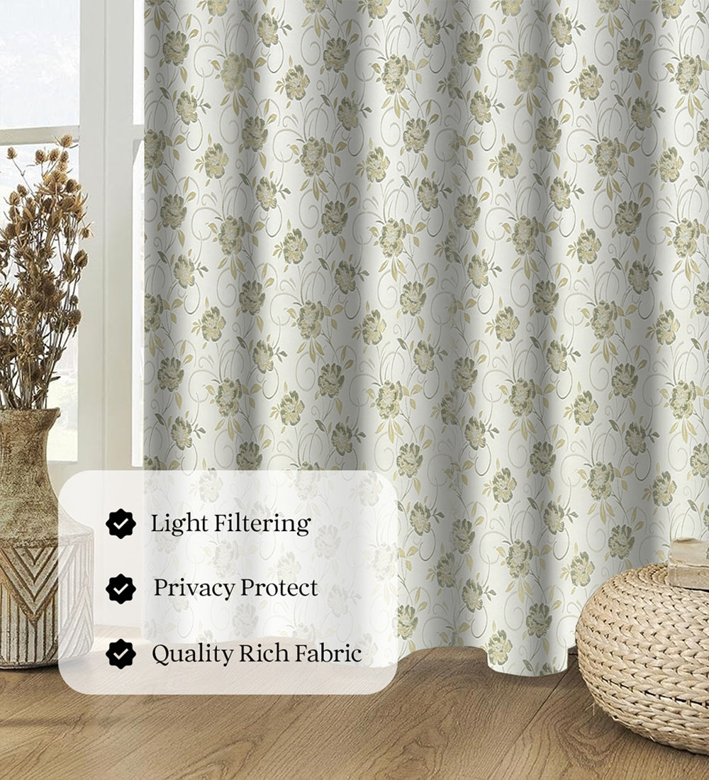 Tesmare Floral Pattern Light green faux silk door Curtains for Living Room, 1Pc