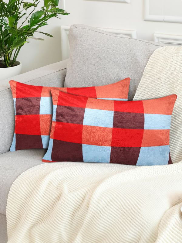 Tesmare Set Of 2 Check Print Rectangle Cushion Covers,Multicolor , 12 x 20 Inches