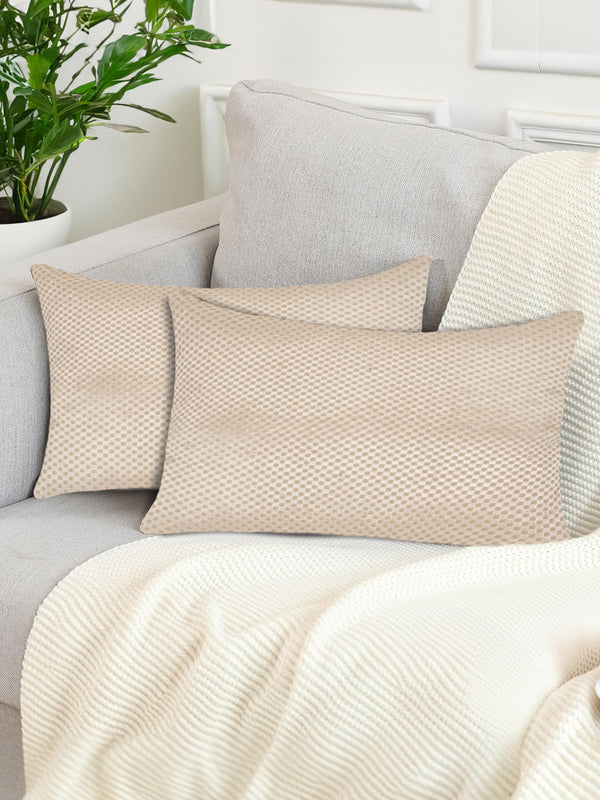 Tesmare Set Of 2 Premium Geometric Velvet Throw Pillow Covers Golden Beige