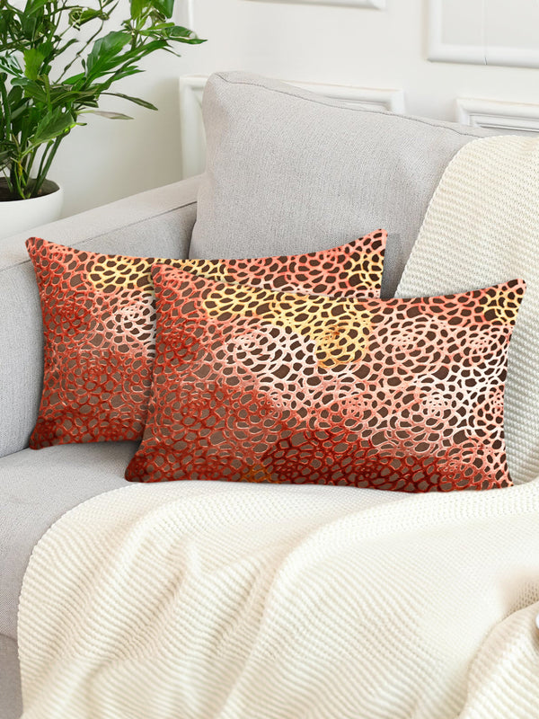 Tesmare Set Of 2 Luxe Damask Velvet Rectangular Cushion Covers, Brown Tesmare