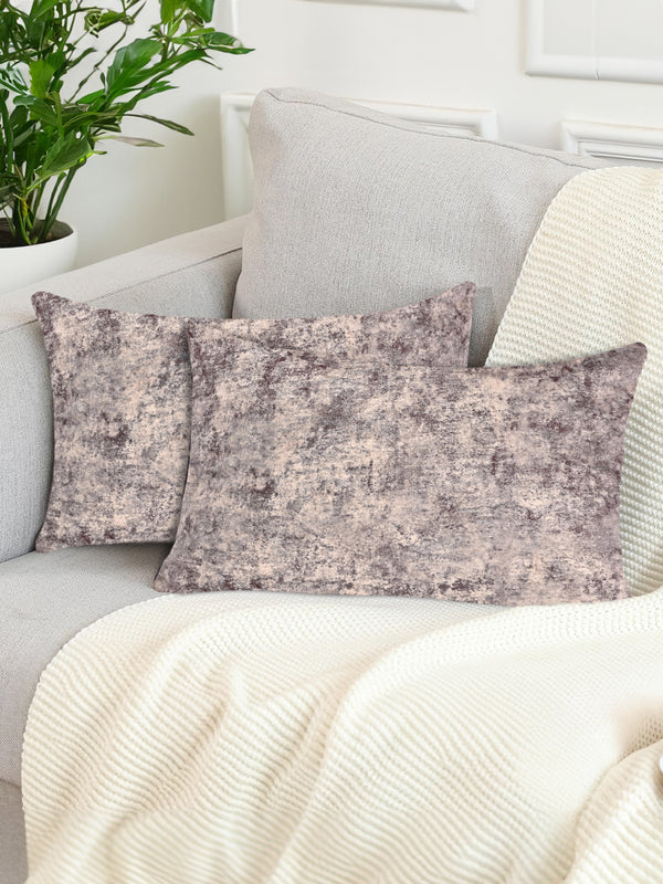 Tesmare Set Of 2 Premium Velvet Rectangular Cushion Covers, Brown,  12 x 20 Inches