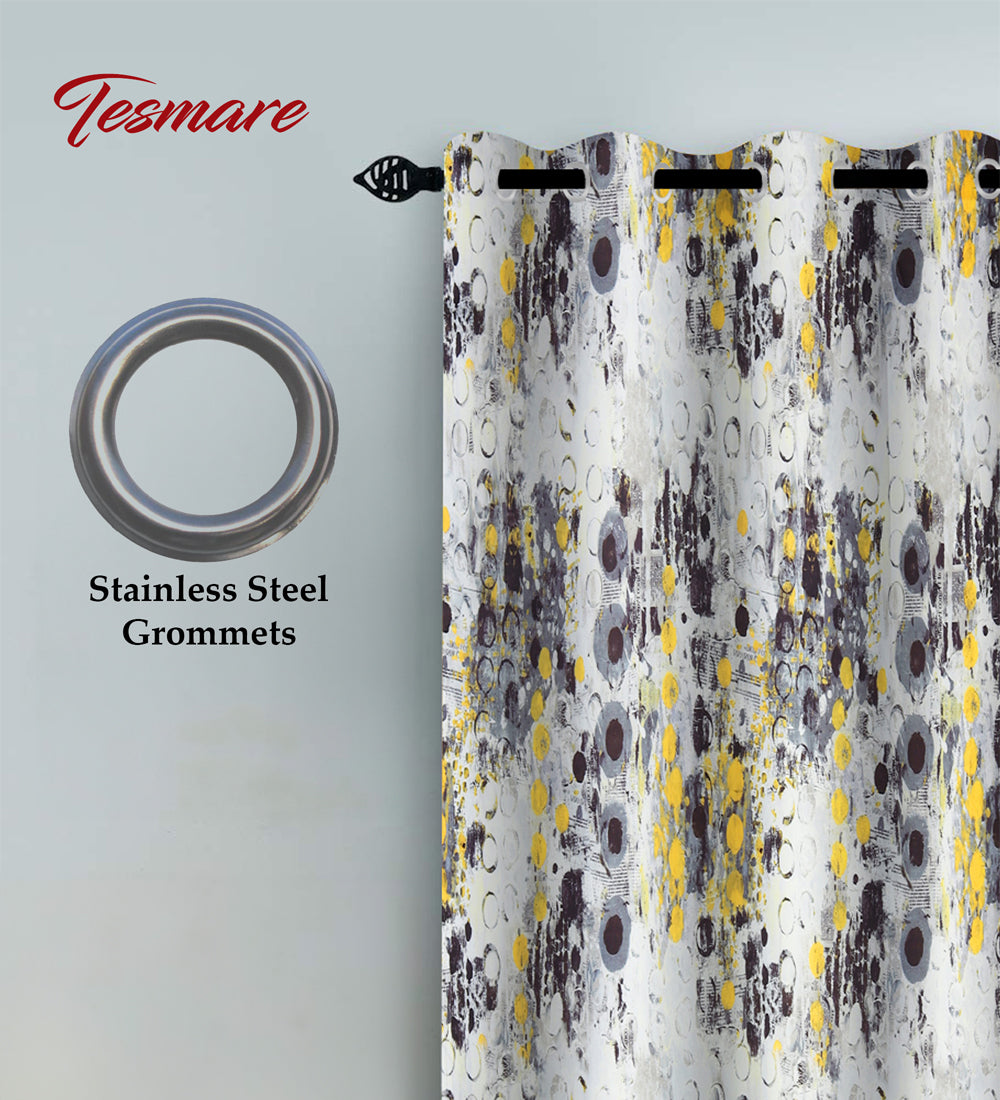 Tesmare Abstract Pattern Off White cotton blend Curtains Drapes for Bedroom, 1 Pc