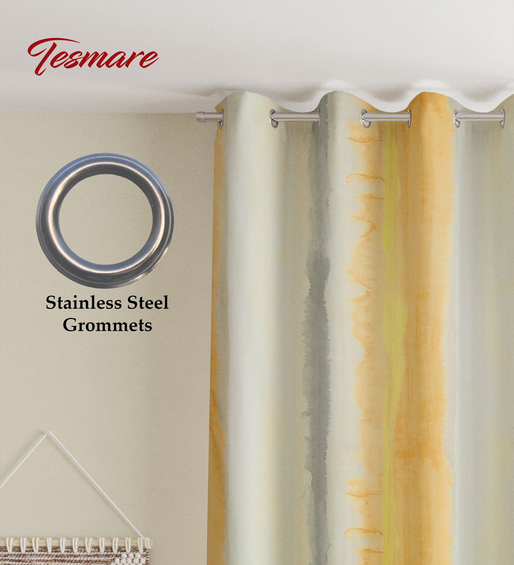 Tesmare Ombre Pattern Beige Cotton Blend Curtains for Living Room,9ft,1Pc