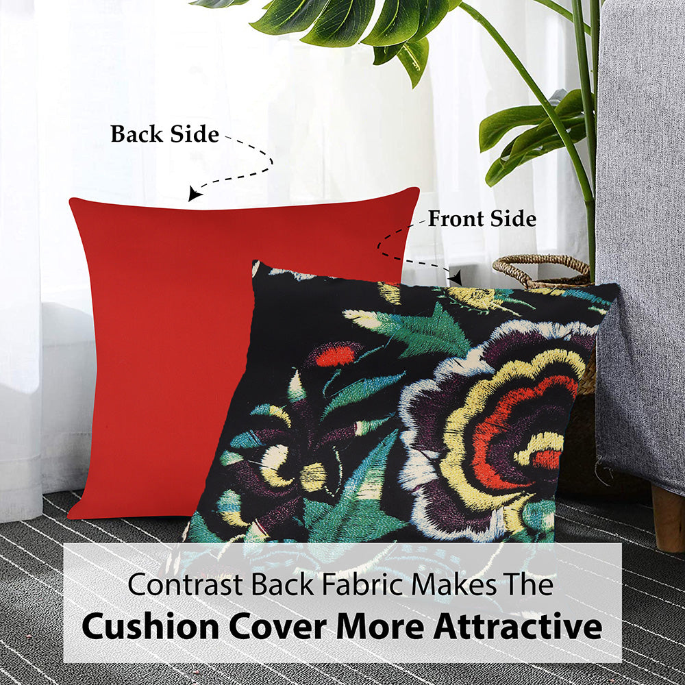 Tesmare Boho Throw Pillow Covers Black Offwhite Multi-color ,Velvet