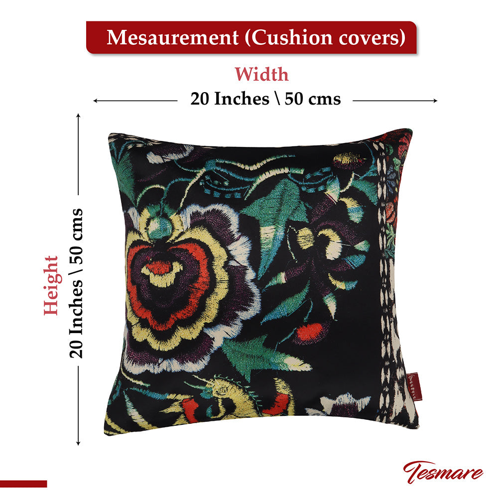 Tesmare Boho Throw Pillow Covers Black Offwhite Multi-color ,Velvet