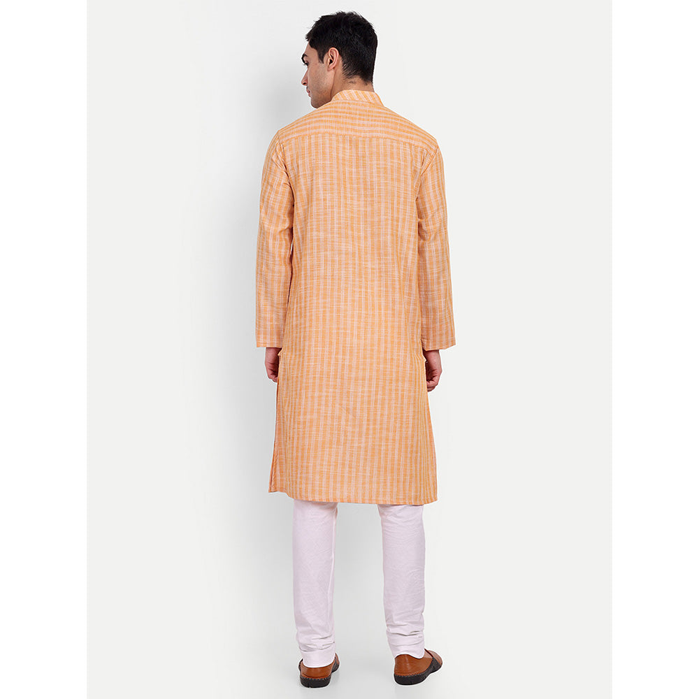 TESMARE Premium Cotton Men Regular Fit Straight Kurta, Orange