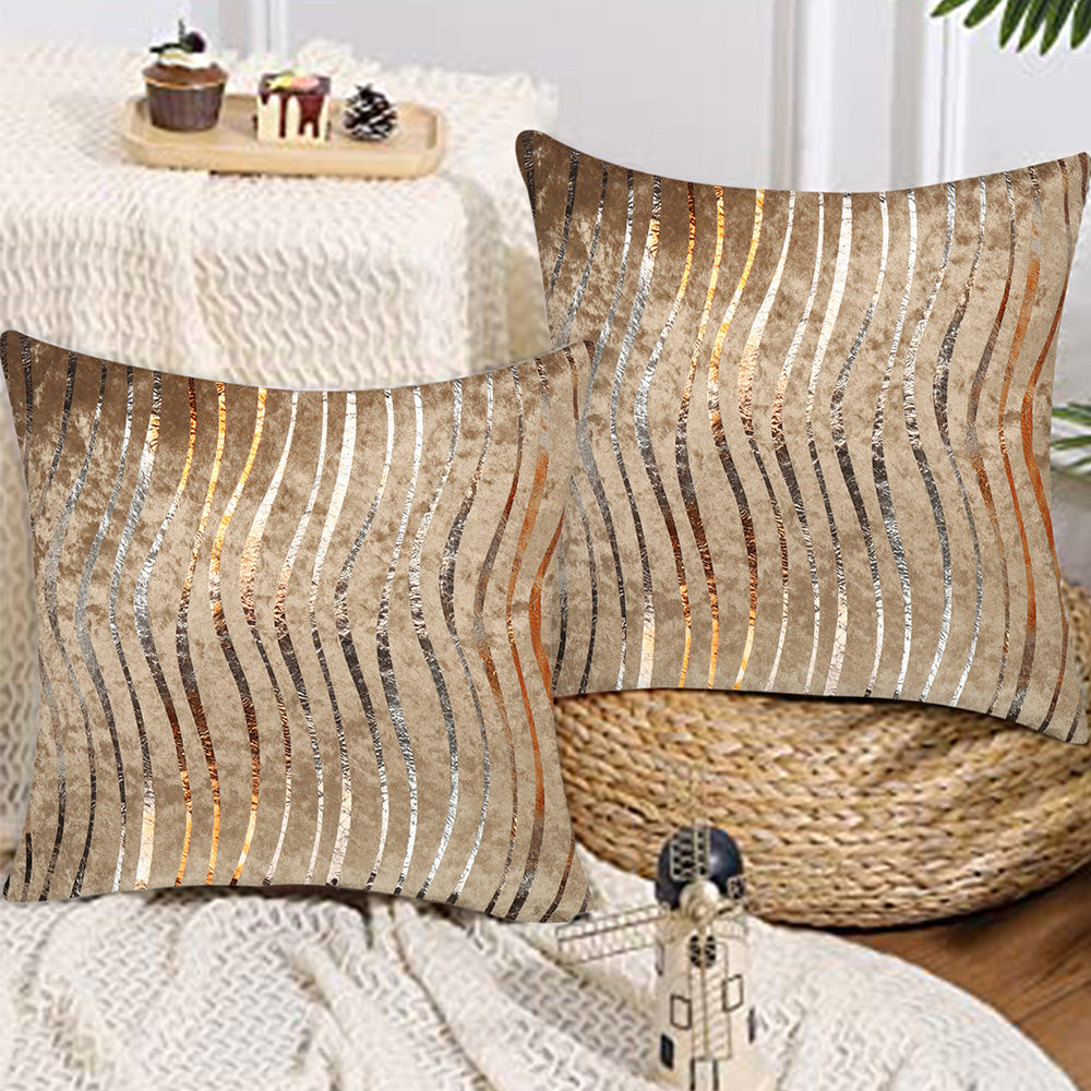 Tesmare Velvet Square Foil Printed  Cushion Cover, Velvet