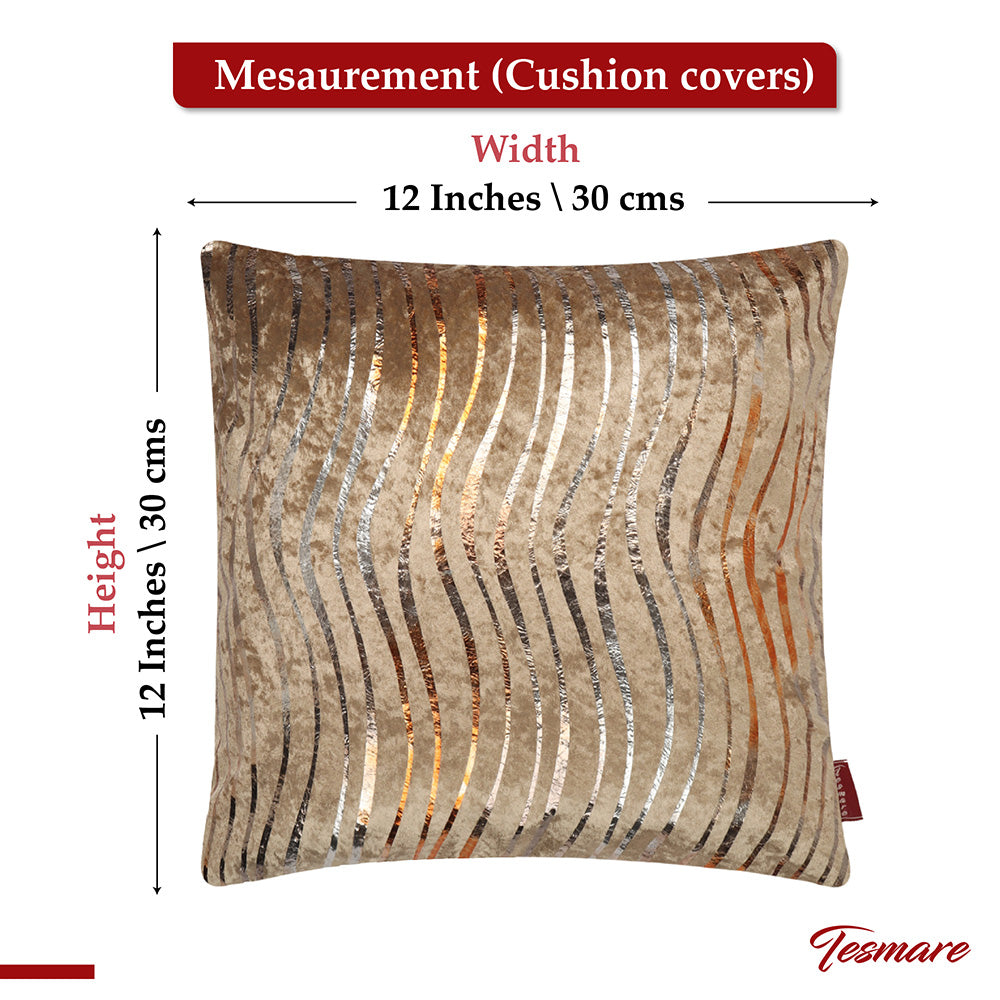 Tesmare Velvet Square Foil Printed  Cushion Cover, Velvet
