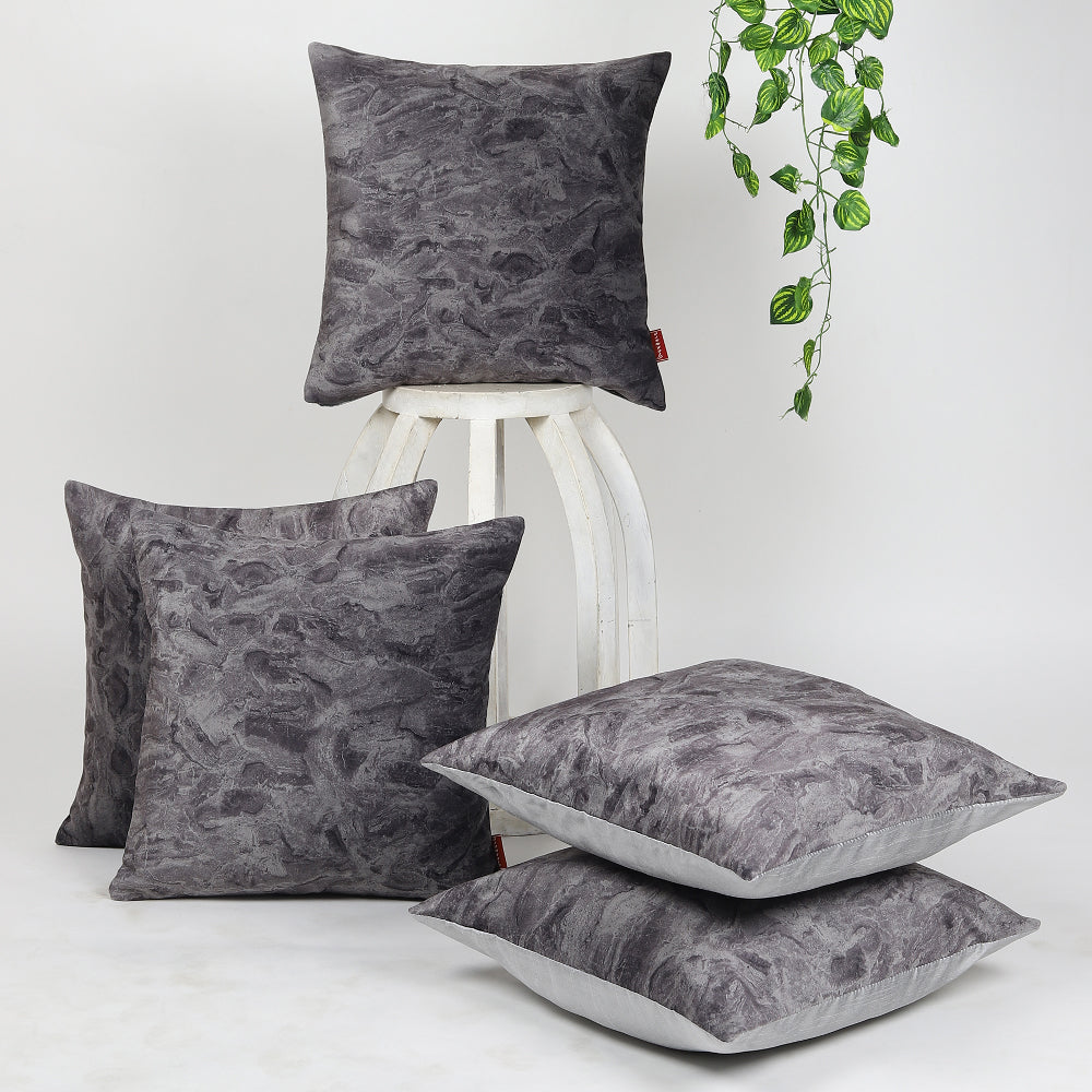 Tesmare Buy Velvet Cushion Covers 16x16 Inch, Grey, 5pcs