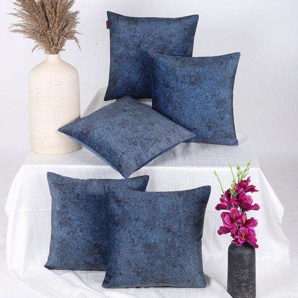 TESMARE Quality Rich, Suede Velvet Cushion Covers 16x16 Inch,Blue Tesmare
