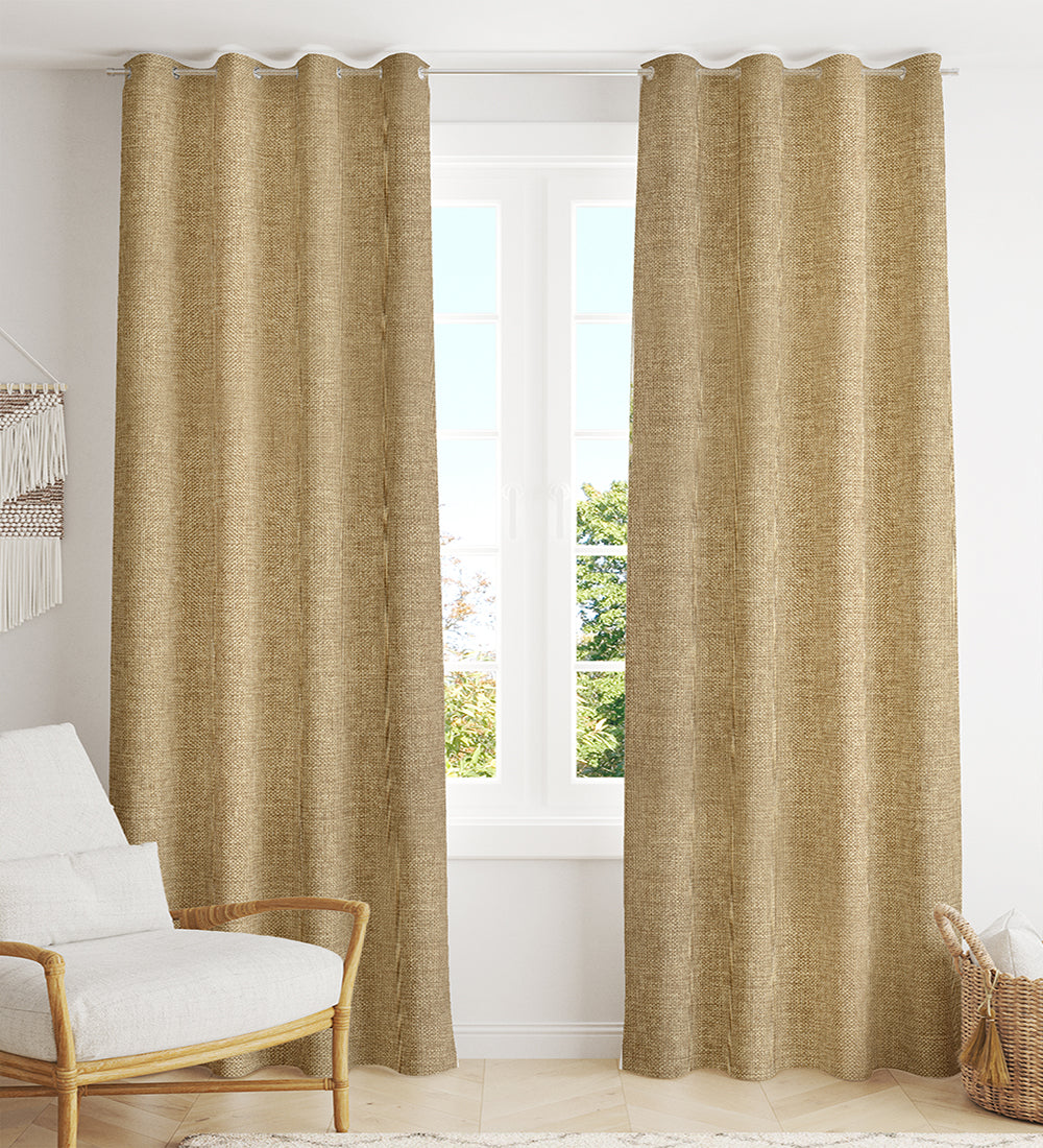 Tesmare Silk Blend Eyelet Curtain for Home Décor,Brown,1 Piece