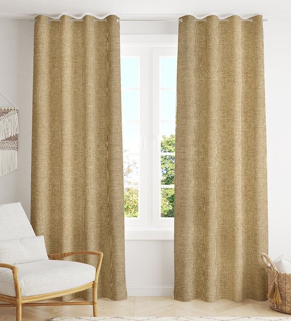 Tesmare Silk Blend Eyelet Curtain For Home Decor,Brown,1 Piece