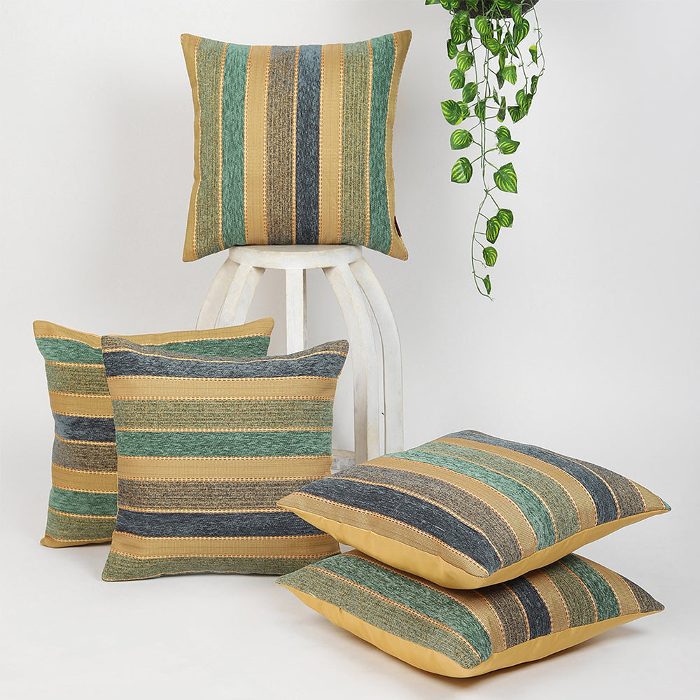 Tesmare Buy Blue Jaquard cushion covers16x16 Inch, 5 Pieces