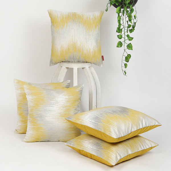 Buy Silky Smooth Cushion Covers 16x16 Inch/40cms x 40 cms,Yellow , 5 Pieces