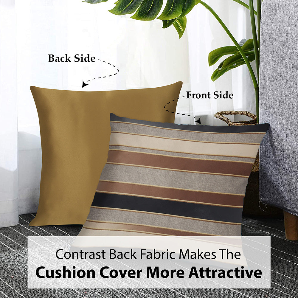 Tesmare Striped Velvet Throw Pillow Cover Beige Brown Multicolor