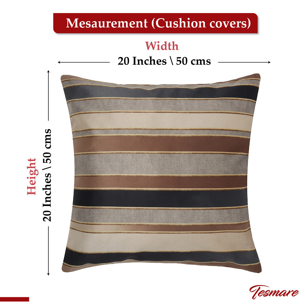 Tesmare Striped Velvet Throw Pillow Cover Beige Brown Multicolor