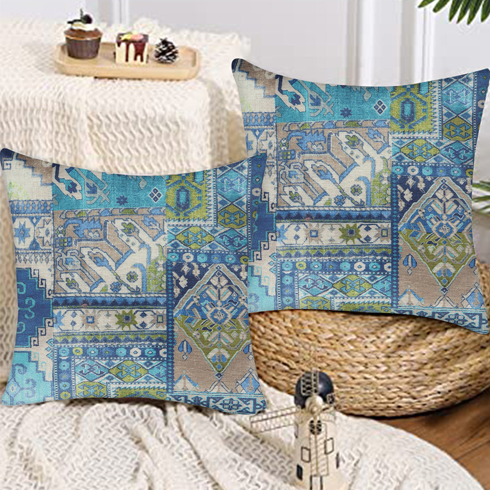 Tesmare Boho Decorative Square cushion Covers Sofa, Blue, Velvet