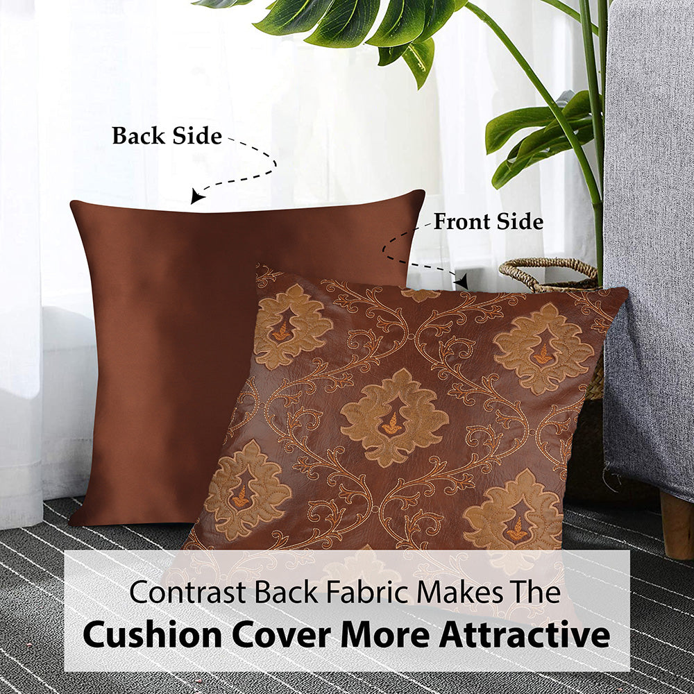 Tesmare Faux Leather Decorative Throw Pillow Covers, Brown