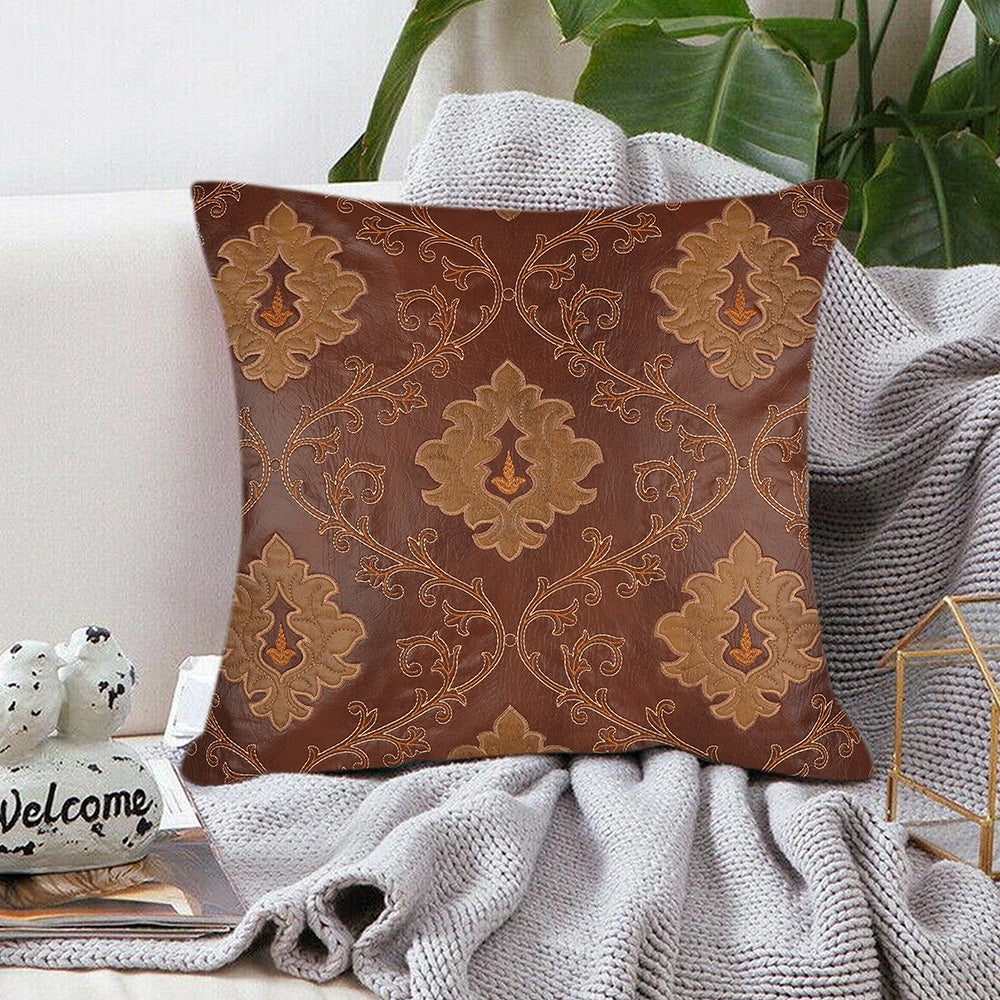 Tesmare Faux Leather Decorative Throw Pillow Covers, Brown