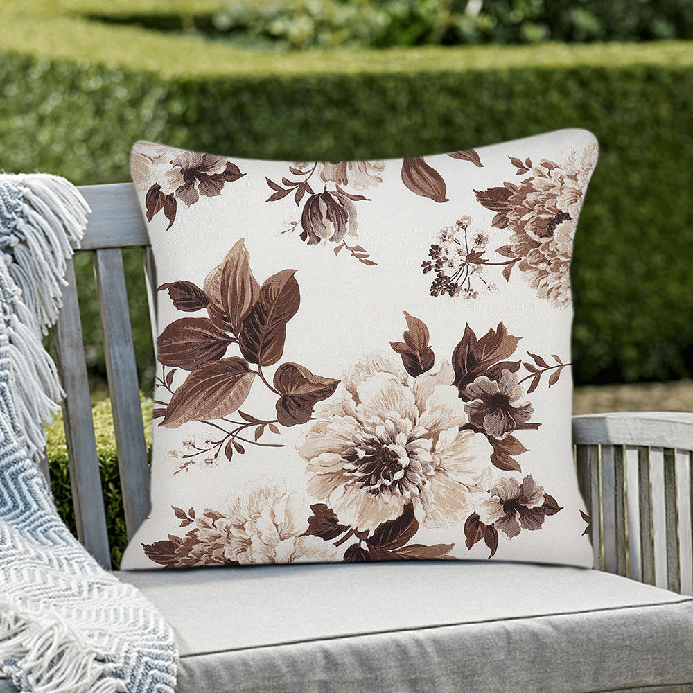 Tesmare Flower Decorative Cushion Covers, Beige-Brown, Velvet