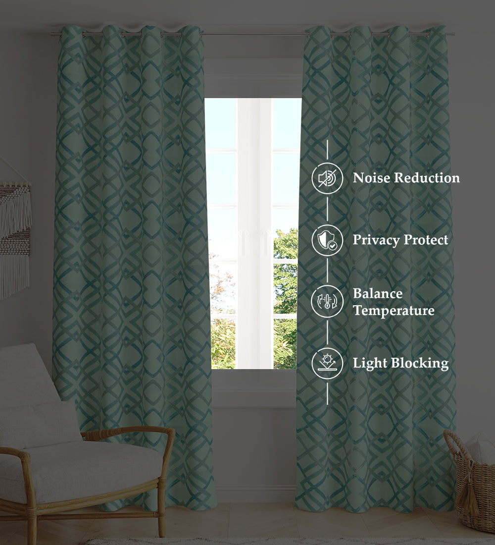 Tesmare Ultra Smooth Blackout Eyelet Silk Blend Curtain ,Turquoise,1 piece